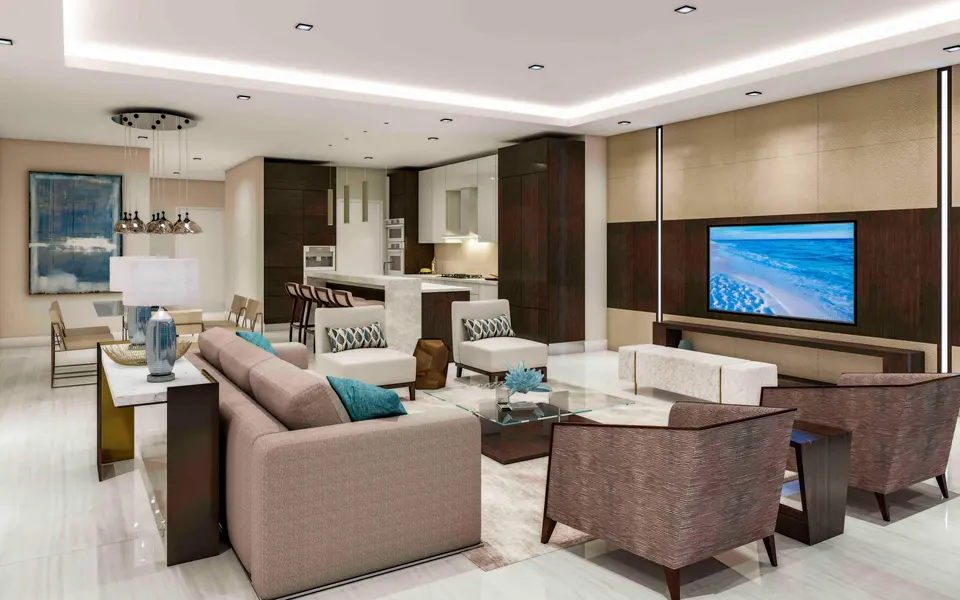 Living room — The Residences at Mandarin Oriental Boca Raton in Boca Raton