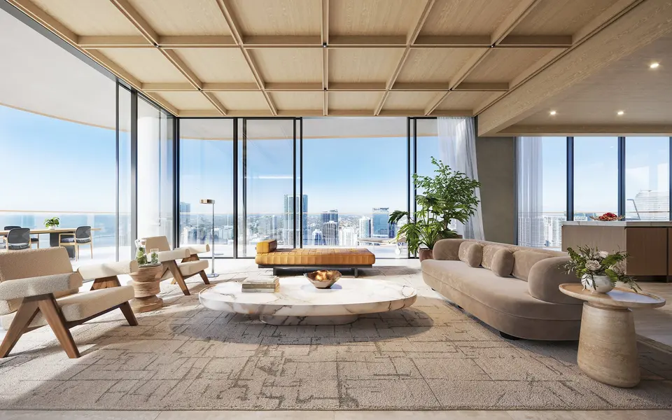 Living room — The Residences at Mandarin Oriental, Miami in Brickell