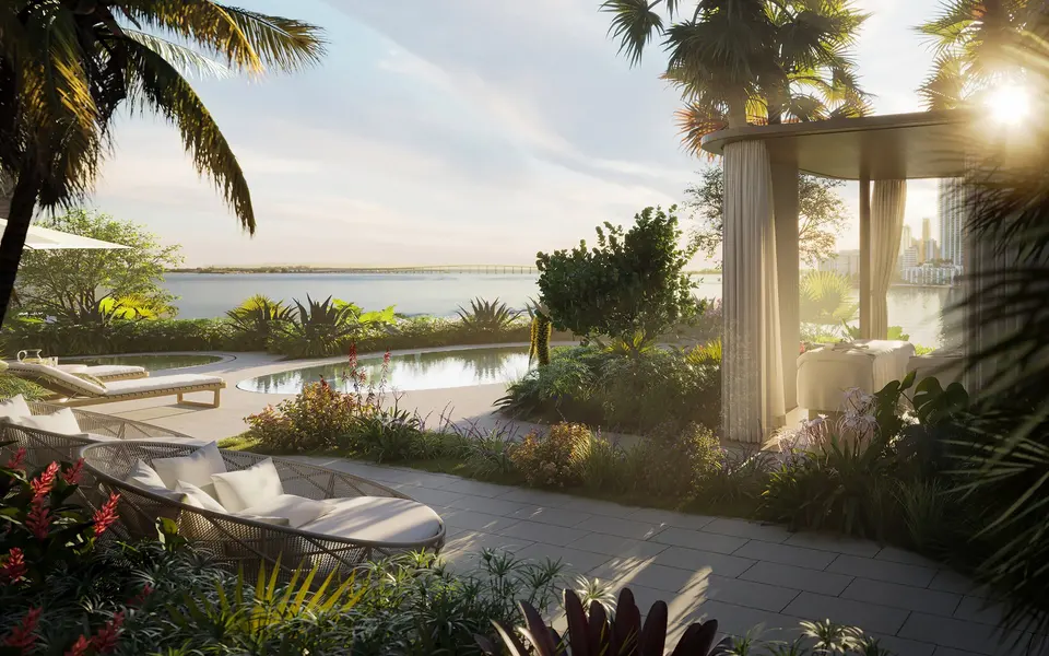 Living room — The Residences at Mandarin Oriental, Miami in Brickell