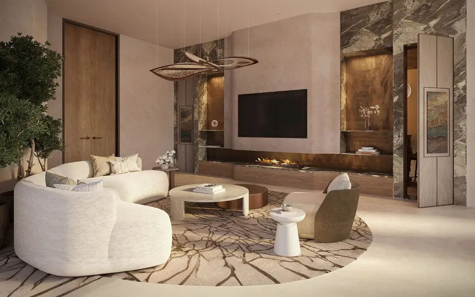 Living room — The Residences at Mandarin Oriental, Miami in Brickell