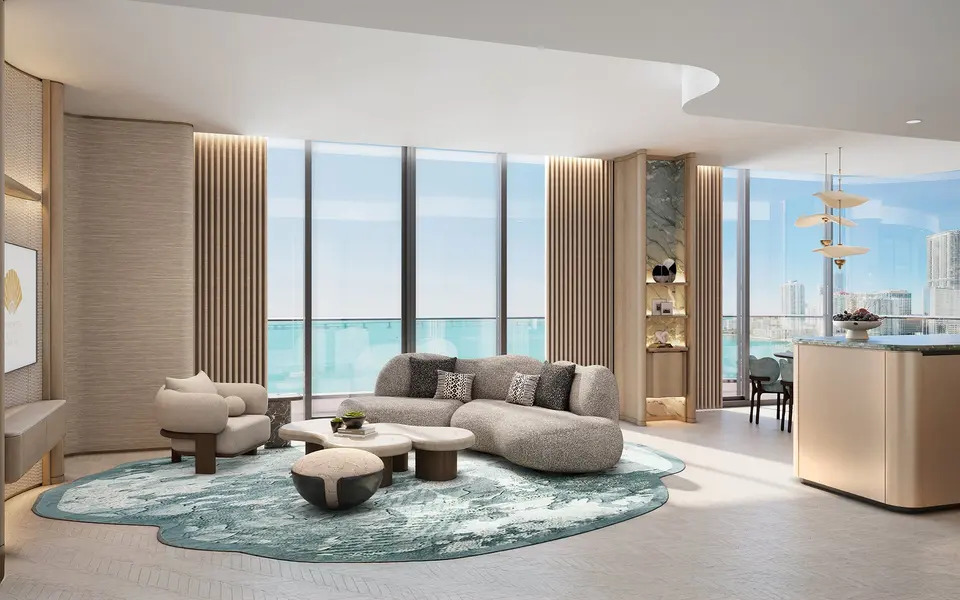 Living room — The Residences at Mandarin Oriental, Miami in Brickell
