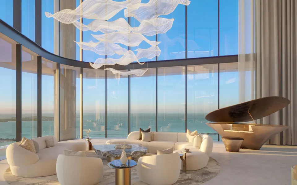 Living room — The Residences at Mandarin Oriental, Miami in Brickell